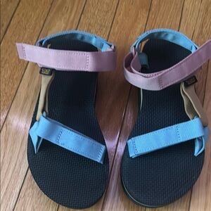 Teva Pink and Gold Strappy Sandals